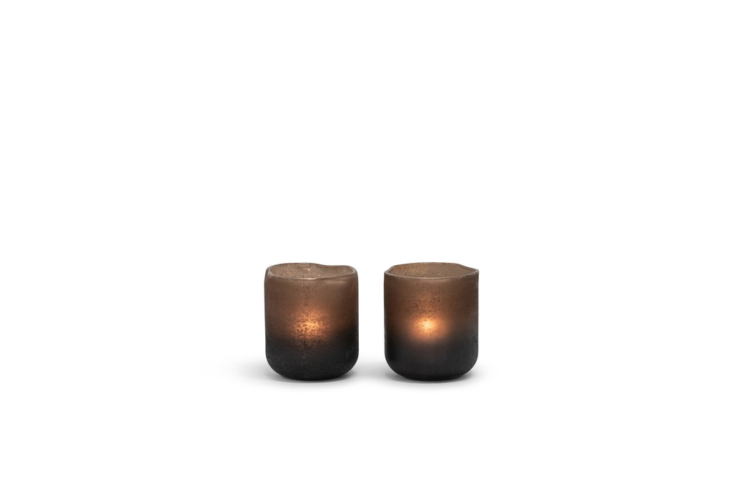 T-Light holder matt - sprayed half smoke half black - glass - Ø 11x12,5cm - 1/12