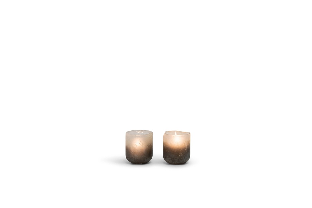 T-Light holder matt - sprayed half white half black - glass - Ø 7,5x8,5cm - 6/36