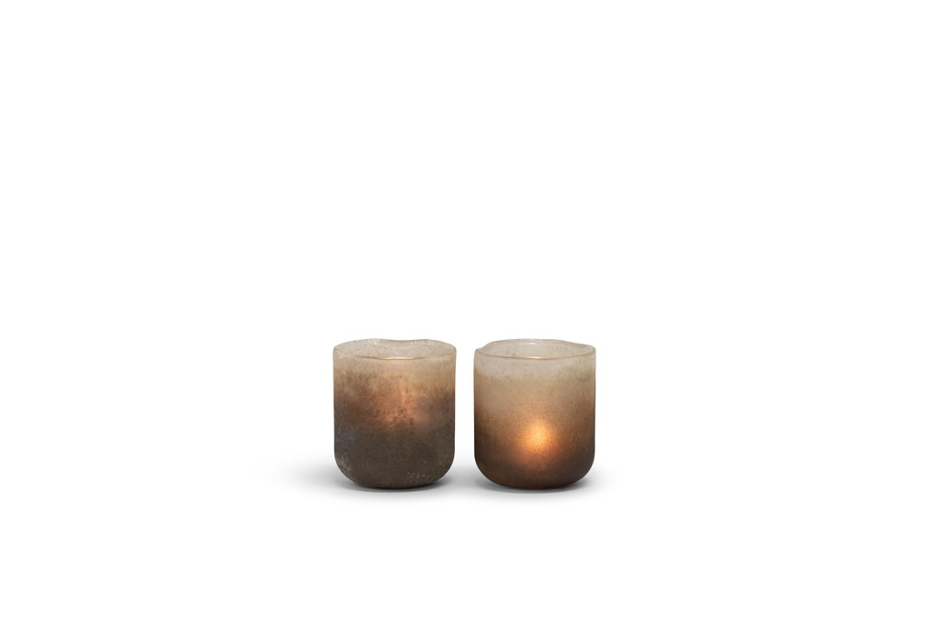 T-Light holder matt - sprayed half white half black - glass - Ø 11x12,5cm - 1/12