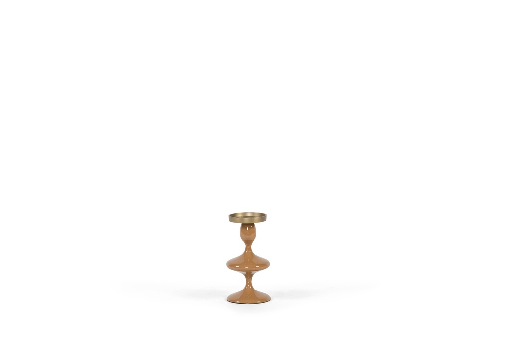 Enamel candleholder for Ø8,6 - metal - enamel gold - small Ø10,5x20cm - p1/4