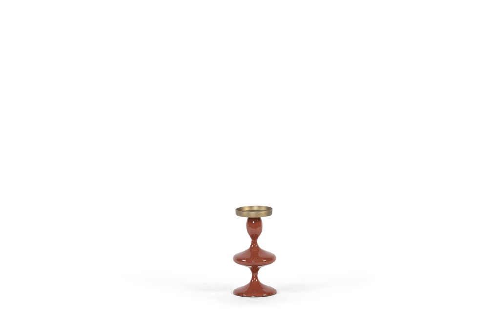 Enamel candleholder for Ø8,6 - metal - enamel terracotta - small Ø10,5x20cm - p1/4