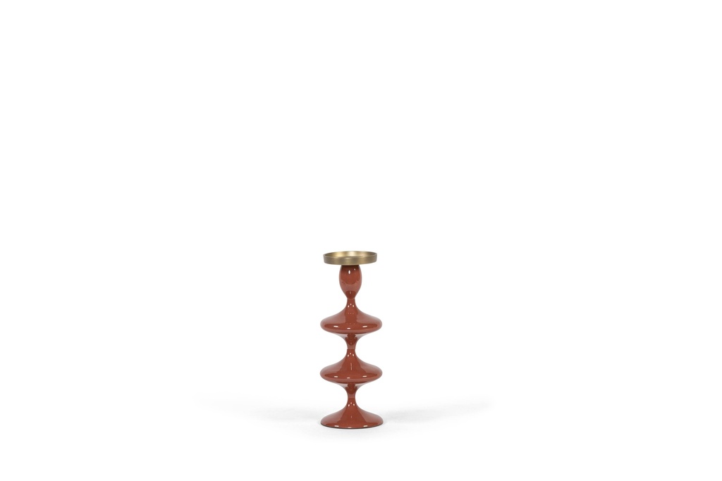 Enamel candleholder for Ø8,6 - metal - enamel terracotta - medium Ø10,5x29cm - p1/4