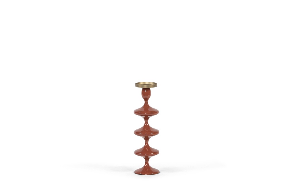 Enamel candleholder for Ø8,6 - metal - enamel terracotta - big Ø10,5x38cm - p1/4