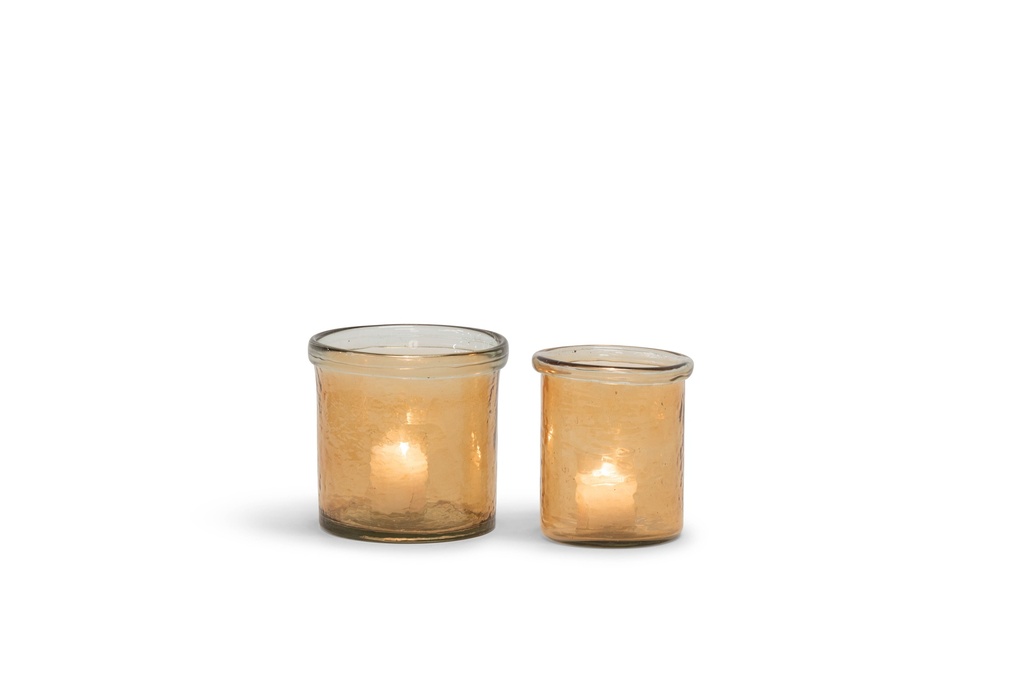 Thick votive hammered with lip shiny gold set of 2- Ø 16x16cm - Ø 13x13cm - 1 set / 2 sets