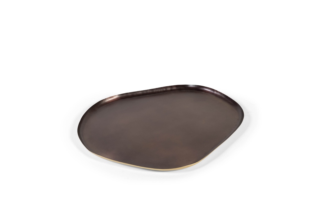 Organic tray - iron - brass antique & black inside - small 49x42x2cm - p2/12