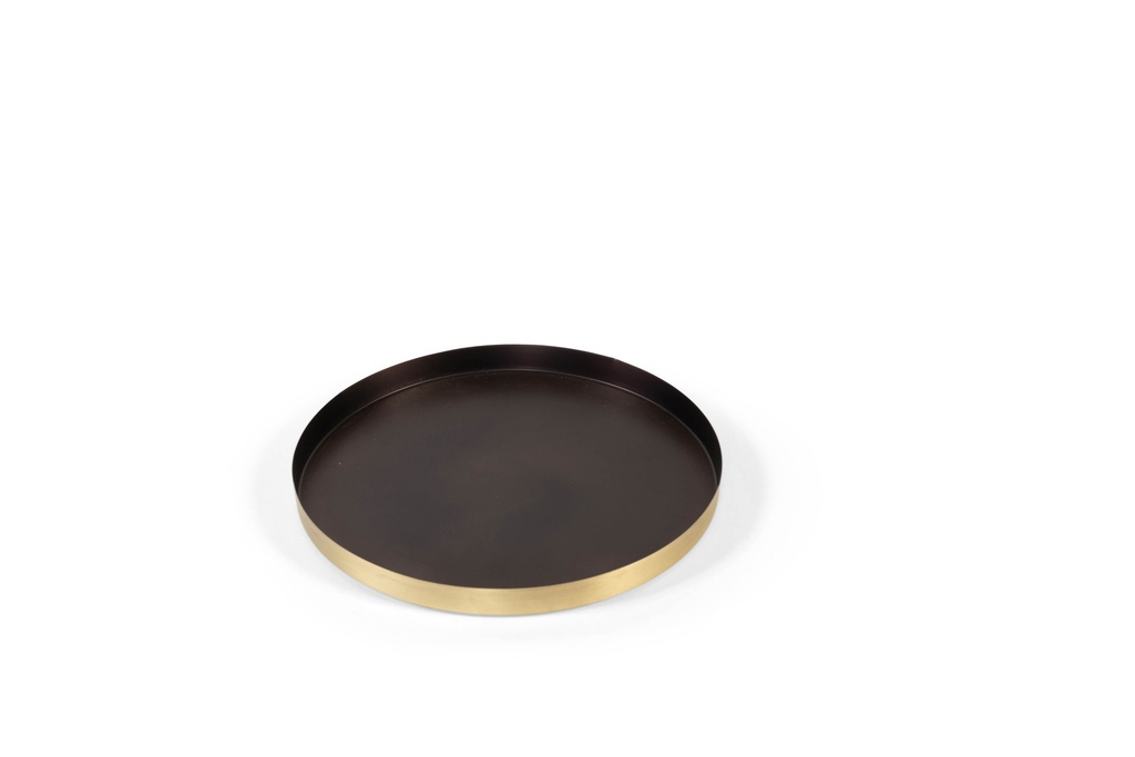 Organic tray - iron - brass antique & black inside - small 31x2,5cm - p2/4