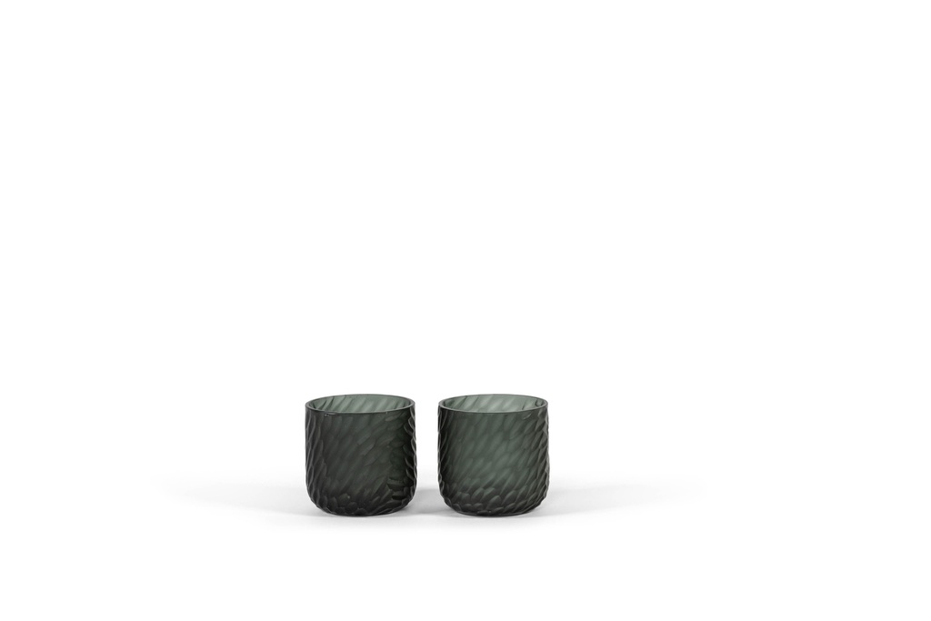 T-light holder round with cutting - grey - Ø9x8,5cm - 4/24 