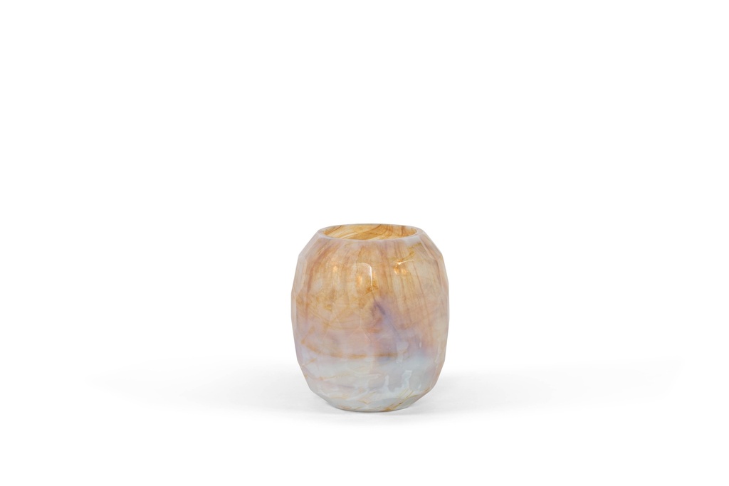 Vase with cutting - milky white and brown - medium - 21x22,5cm - 1/1