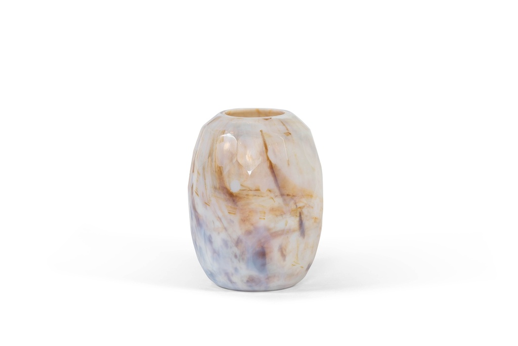 Vase with cutting - milky white and brown - big - 25x31,5cm - 1/1