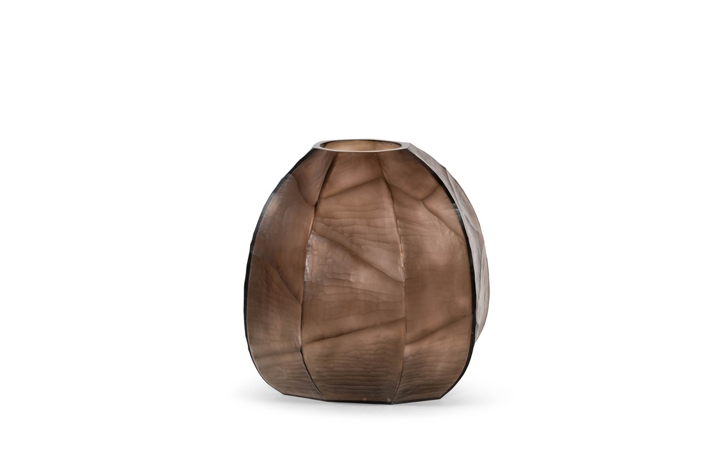 Mouthblown cactus cutted vase - smoke/move - Ø35x33cm - 1/1