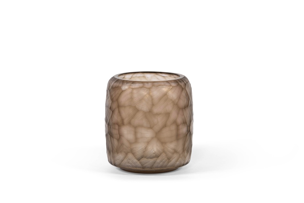 Mouthblown round cutted vase - smoke/move - Ø27x30cm - 1/1