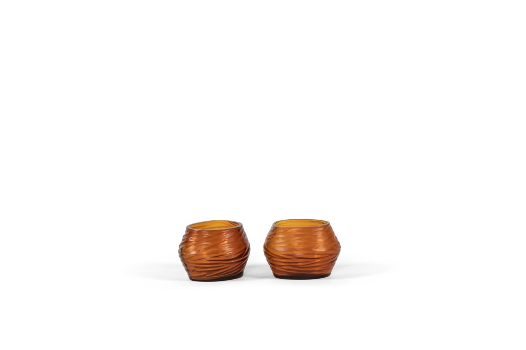 T-Light holder oval with ribble cutting amber medium - Ø11,5x9.5x8cm - 4/16