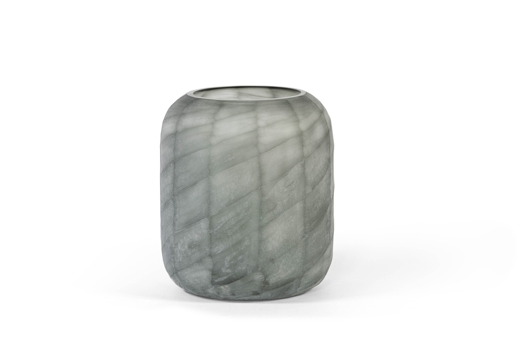 Mouthblown cutted bulb vase - grey/clear - Ø32x38cm - 1/1