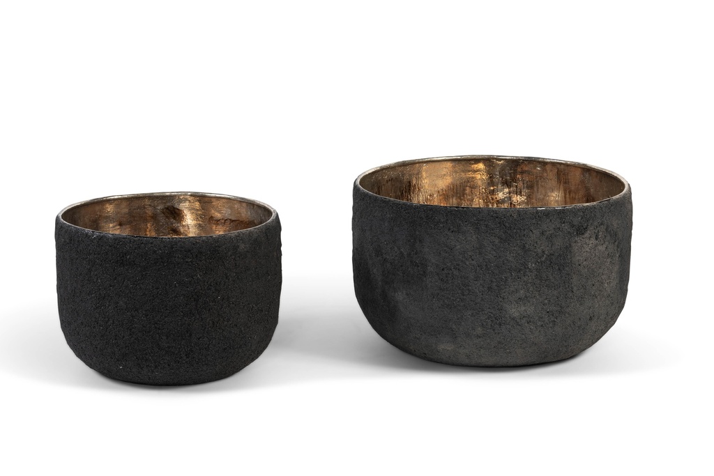 Set of 2 planters with coal finish - iron - * - Ø42x29cm/Ø54x33cm - p 1/1