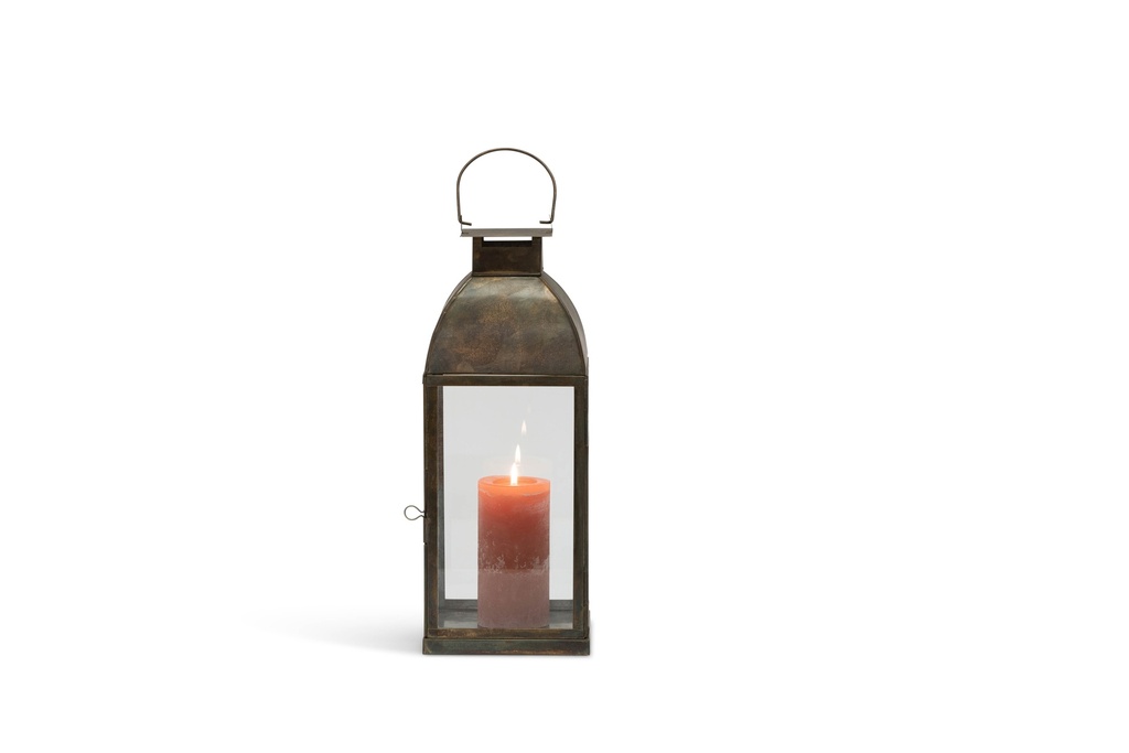 Lantern aged antique - iron & glass - brass antique - Ø16x16x40cm - p1/6