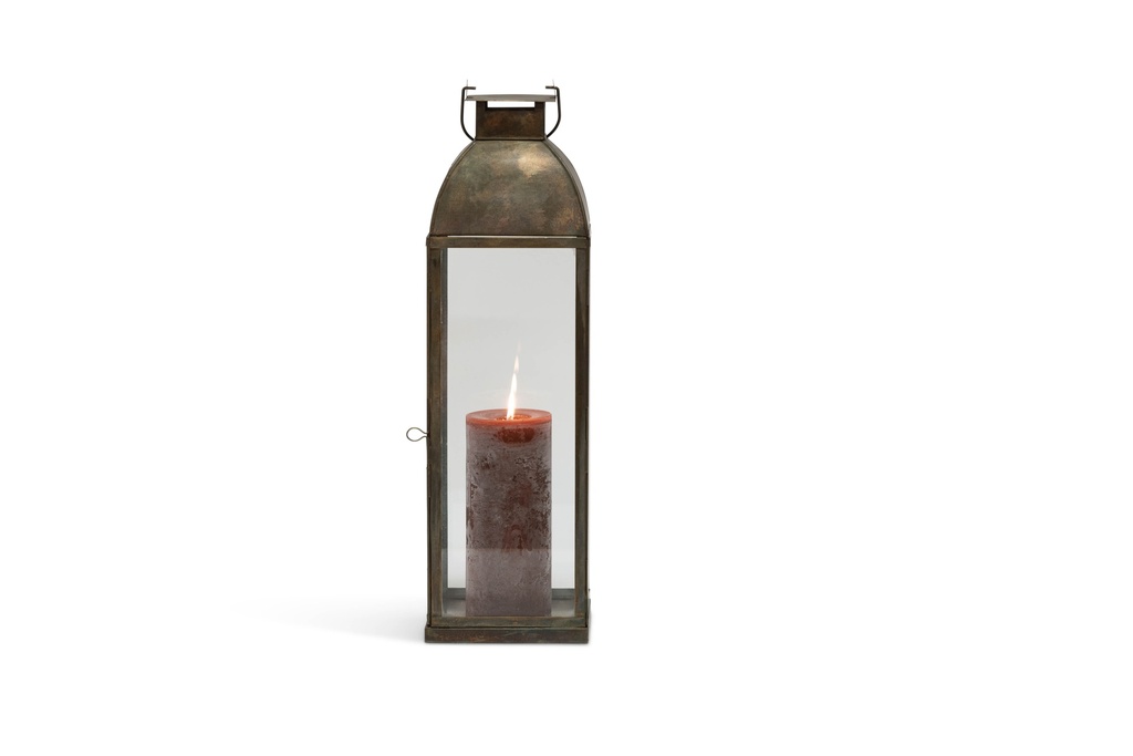 Lantern aged antique - iron & glass - brass antique - Ø16x16x54cm - p1/6