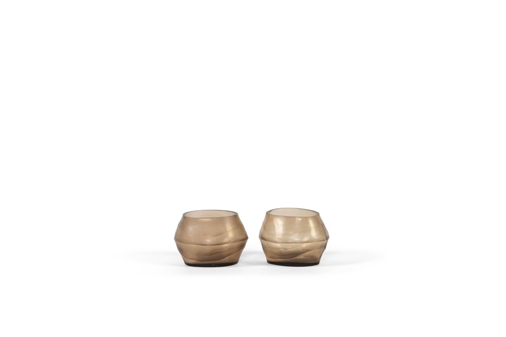 T-Light holder oval with plane cutting copper smoke medium - Ø11,5x9,5x8cm - 4/16
