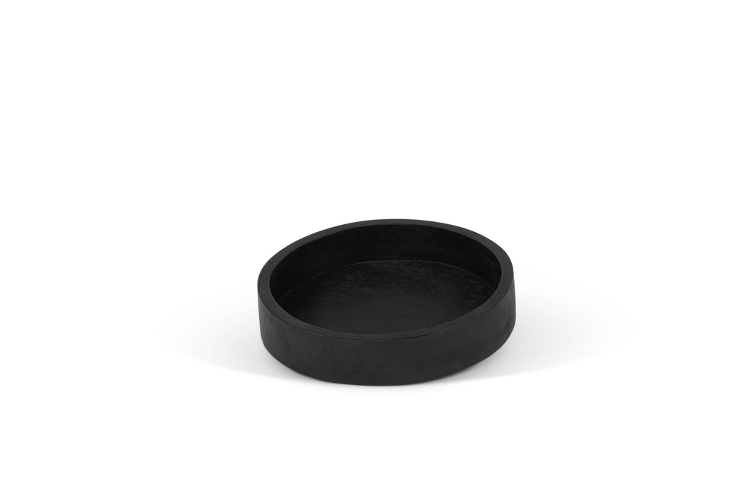 Brushed round tray - wood - black mat - Ø35x5,5cm - p2/1