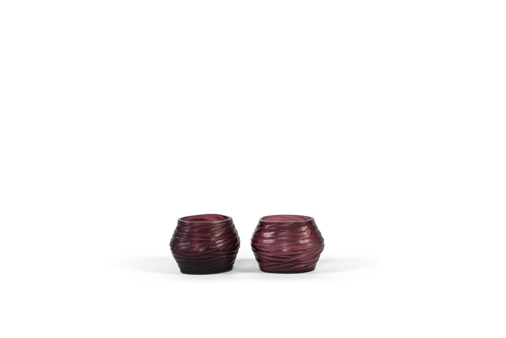 T-Light holder oval with ribble cutting purple medium - Ø11,5x9,5x8cm - 4/16