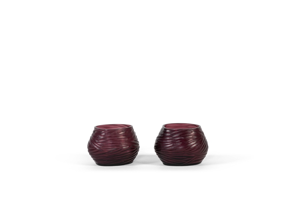 T-Light holder oval with ribble cutting purple big - Ø14x12x10cm - 2/12