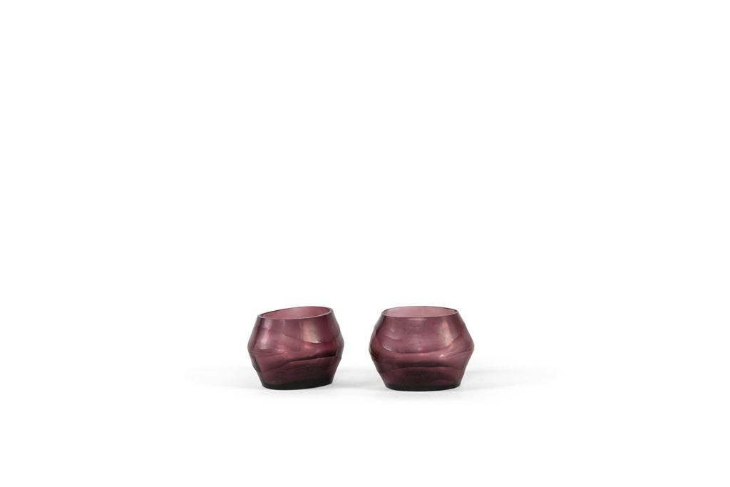 T-Light holder oval with plane cutting purple medium - Ø11,5x9,5x8cm - 4/16