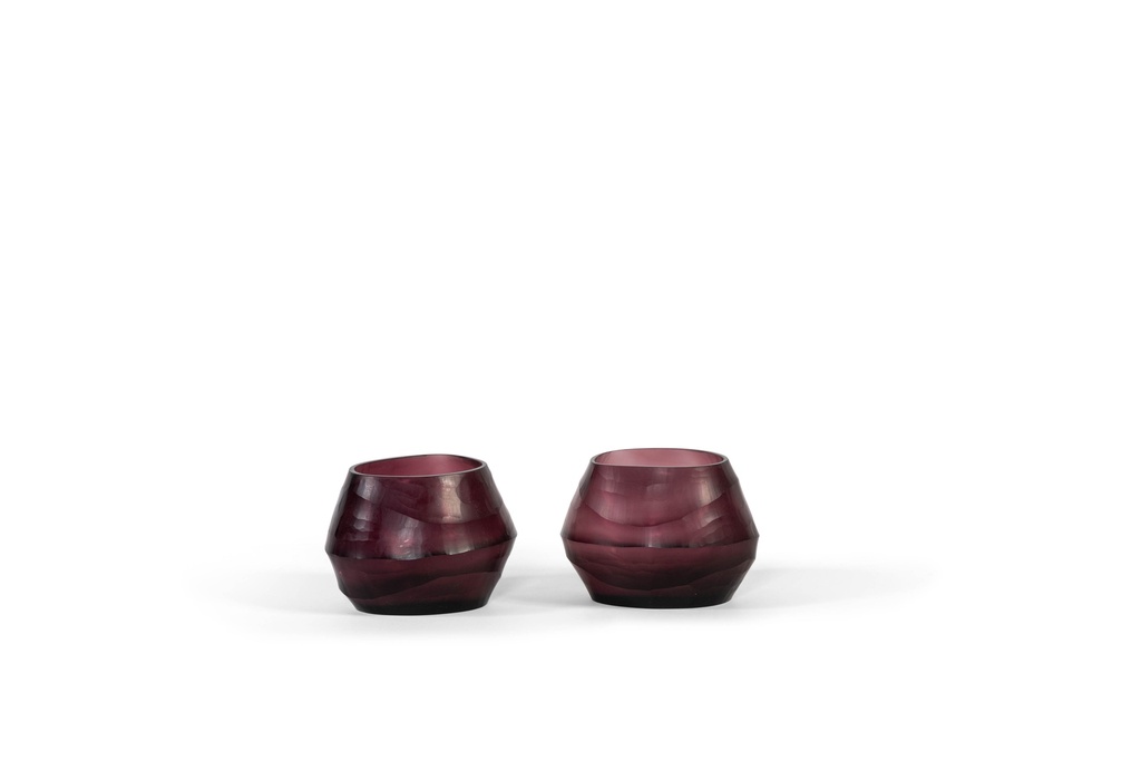 T-Light holder oval with plane cutting purple big - Ø14x12x10cm - 2/12