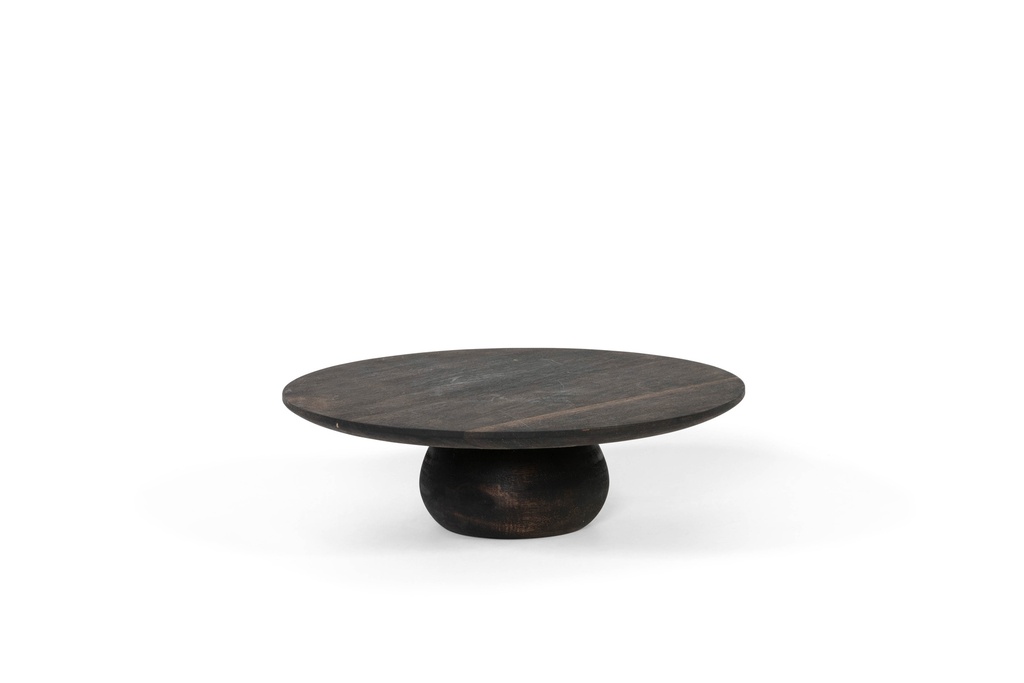 Plate on stand - acacia - black - Ø35x11cm - p1/4