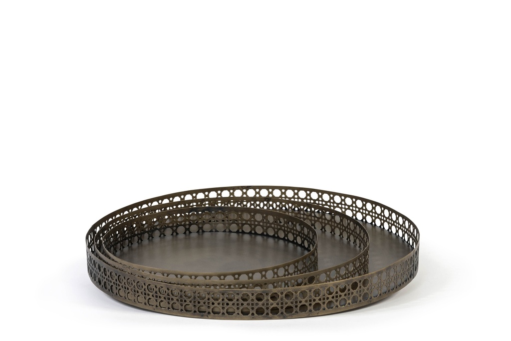Tray with retro strip border brass antique- small - 35x35x5cm - p1/4