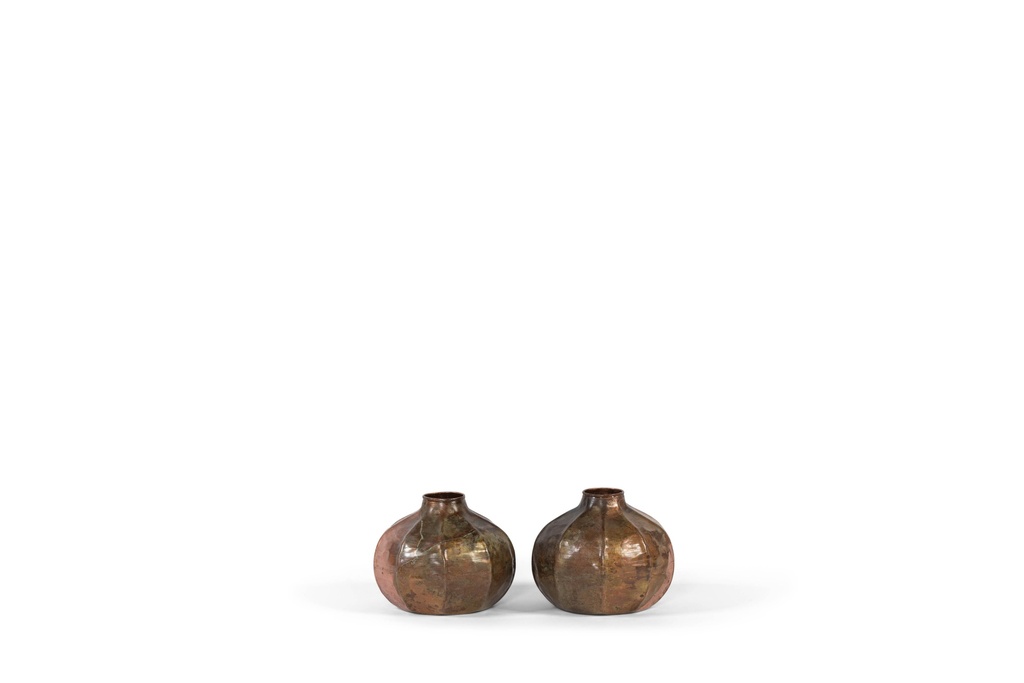Small vase silver copper patina - Ø15,5 x 11,5cm - 1/16
