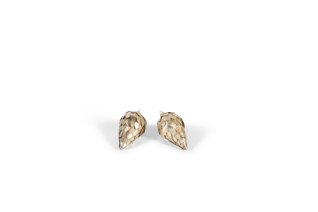 Hanging pinecone silver gold crackle medium - Ø7x12cm - p 4/64