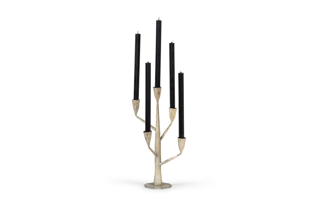 Handforged 5-arms taperholder silver gold crackled - 25x24x40cm- p1/4