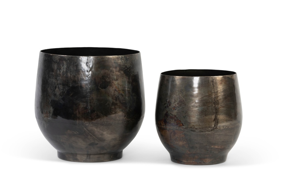 Planter old silver set of 2 - Ø40x38,5cm / Ø31x32cm - 1/1