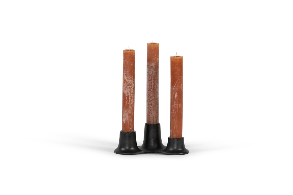 Candleholder organic for 3 candles Ø4,4 bronze - aluminium - 26x14x10cm - 1/8