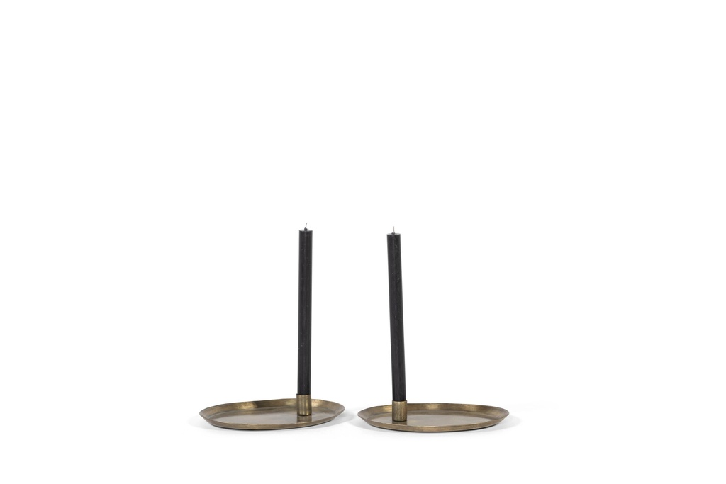 Taperholder tray brass antique big - iron - 23x18x3,5cm - 2/24