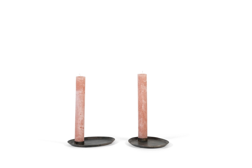 Candleholder tray old silver for candle Ø4,4 big - iron - 23x18x3,5cm - 2/24