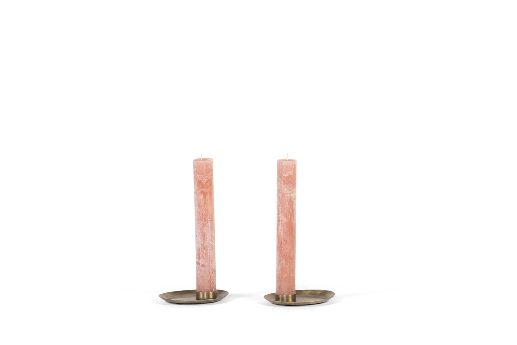 Candleholder tray brass antique for candle Ø4,4 small - iron - 16x12x2,5cm - 2/32