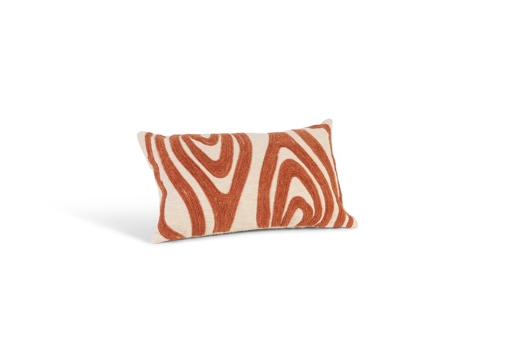 Cushion with filler - Cotton - Ivory/orange - 35x55cm - p/1