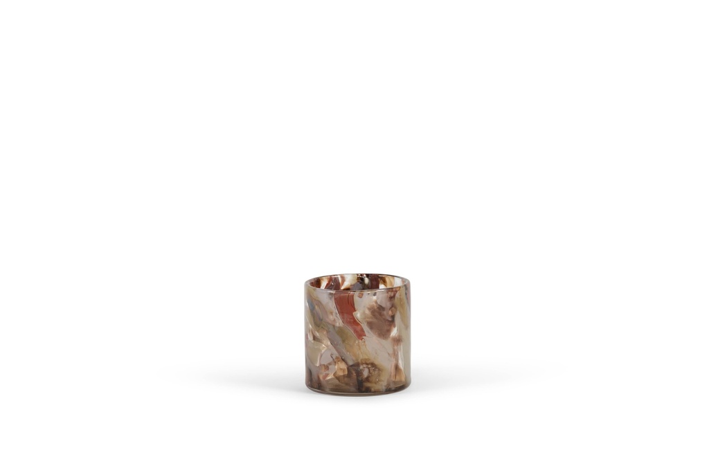 Thick votive  - cream brown red waves - Ø12 x 12cm - p 4