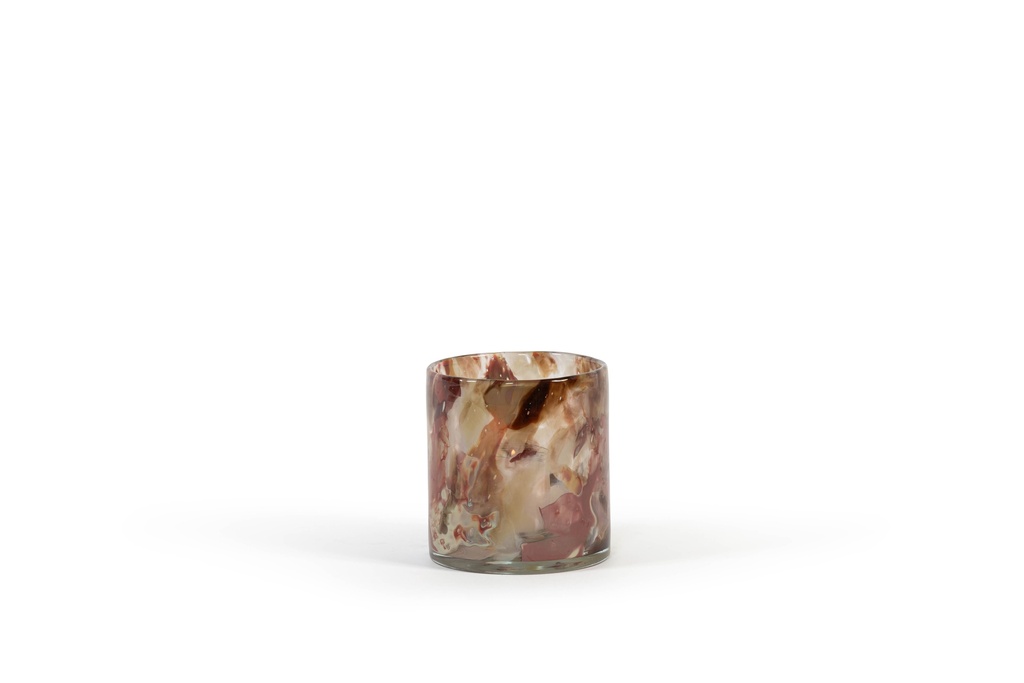 Thick votive  - cream brown red waves - Ø14 x 15cm - p 4
