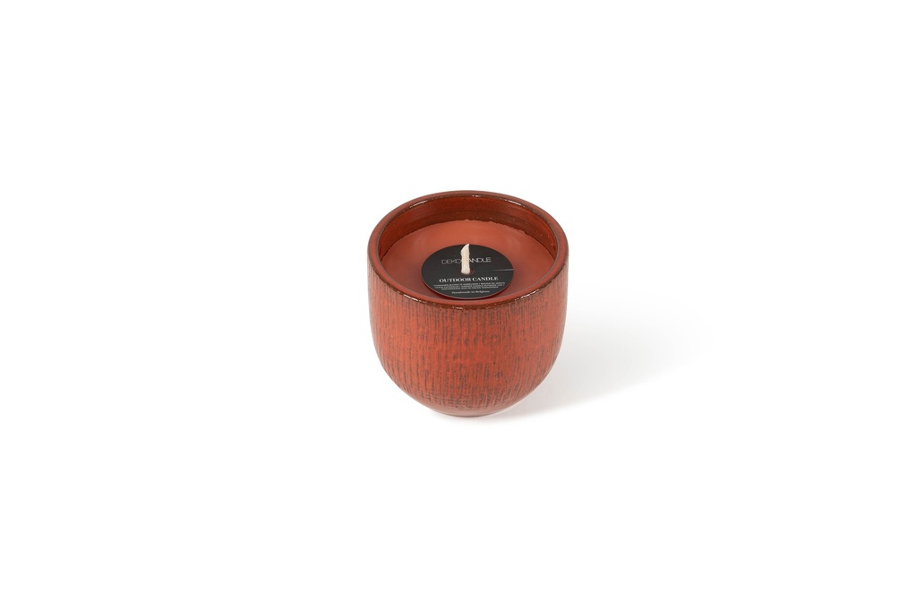 Flowerpot glazed Orange Small - Ø 15 x 13 cm - outdoor candle -1 ext. coton wick - p/6