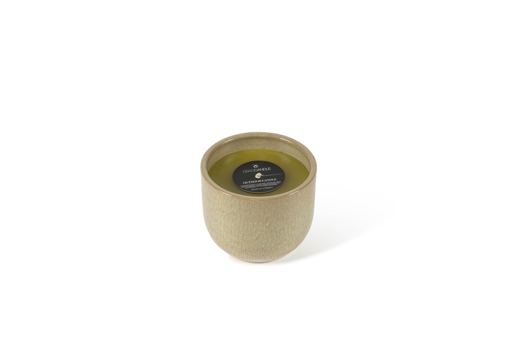 Flowerpot Glazed Green Small - Ø 15 x 13 cm - outdoor candle -1 ext. coton wick - p/6