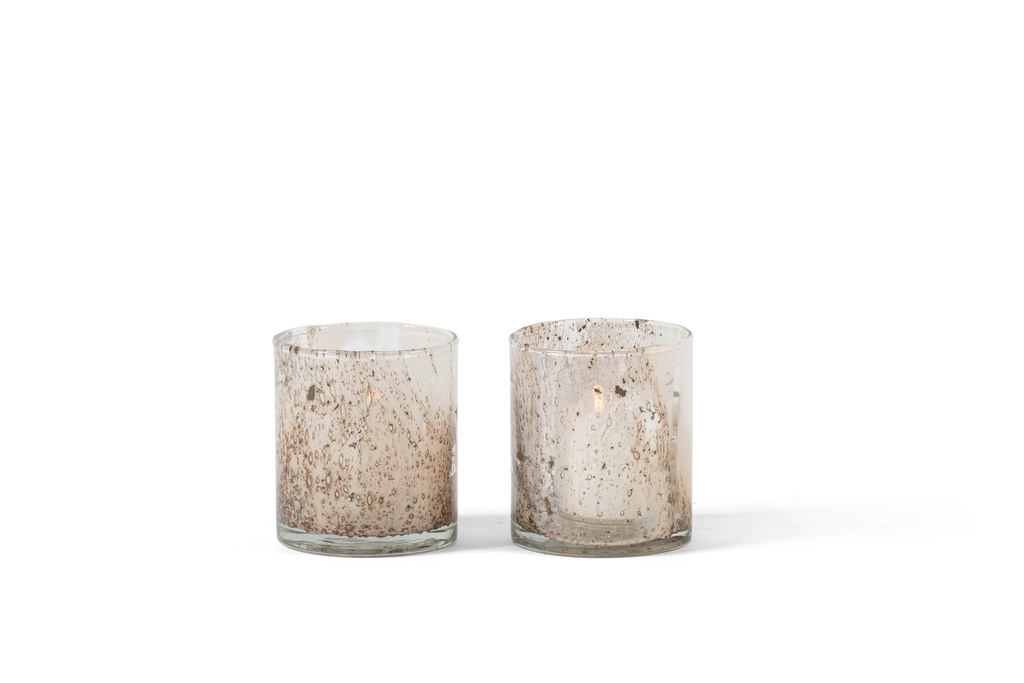 T-light holder spotted peach - Ø8 x 9cm - p 6/24