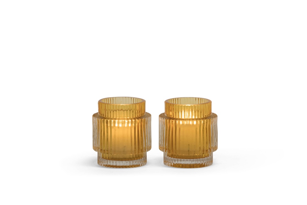 T-light holder ribbed sprayed amber - Ø9 x 10cm - p 4/12