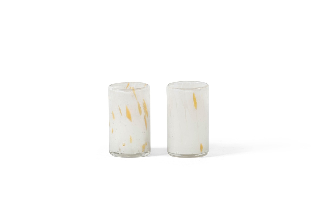 T-light holder spotted - white/amber - Ø7 x 12cm - p 4/24