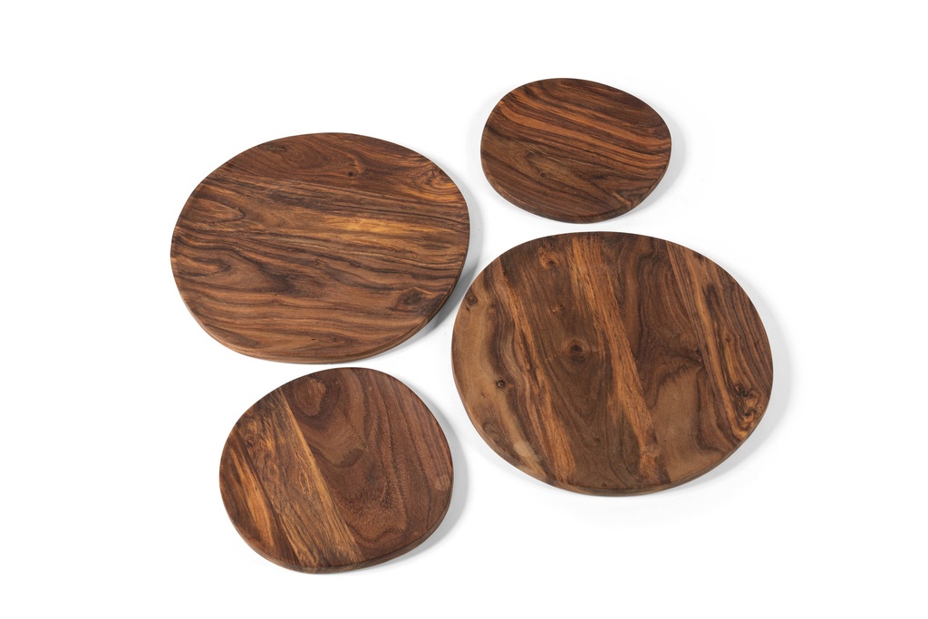 Wooden round plate natural oiled set of 2 small + 2 big - Ø21 x 1.5 / Ø30 x 1.5 - p 1/8