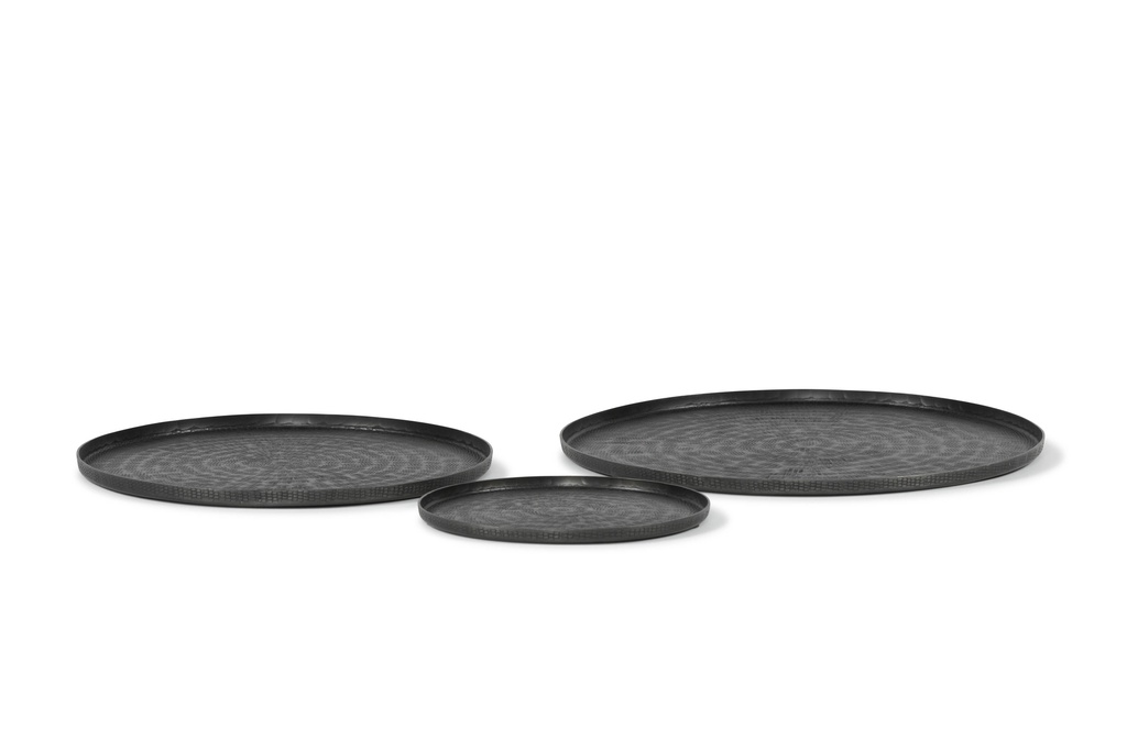 Plate texture - graphite - set of 3 - Ø21x1cm/Ø30x1cm/Ø35x1cm - p/1/6
