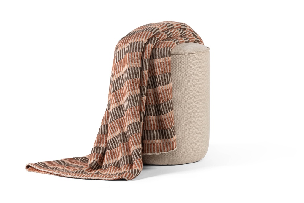 Plaid structure knit stripes cotton jaquard beige/brown/salmon/nude - 140 x 200cm - p 1/1