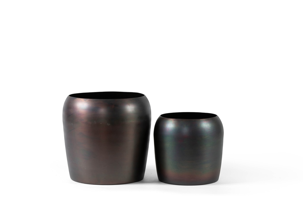 Planter dark black antique - set of 2 - Ø 32x27cm/Ø 40x37cm - p/1 set
