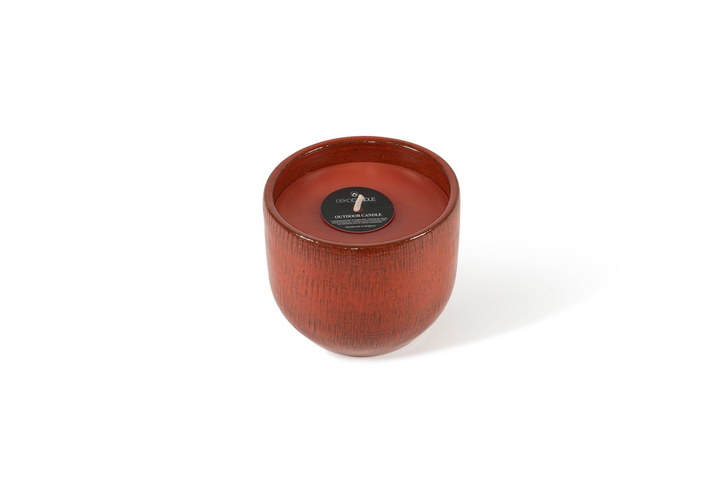 Flowerpot glazed Orange Big - Ø 19 x 16 cm - outdoor candle -1 ext. coton wick - p/4 + CITRONELLA