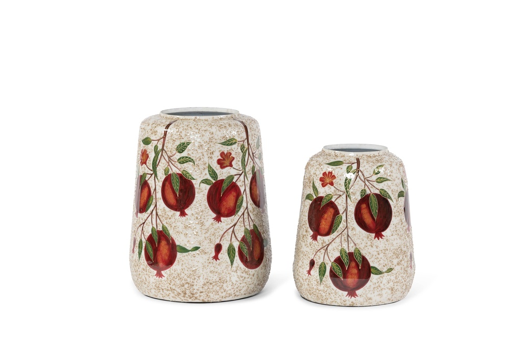 Vase - Enamel - handpainted - pomegranate - large - Ø 31x40cm - p/1/2